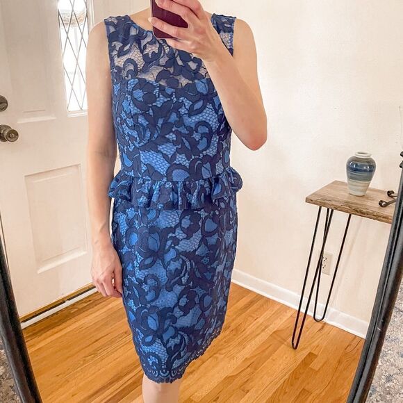 Lilly Pulitzer Kiri Peplum Dress True Navy 4 - Picture 8 of 10